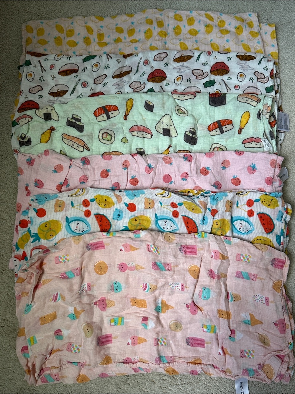 Assorted Kids Patterned Muslin Swaddles LouLou Lollipop and Angel Dear